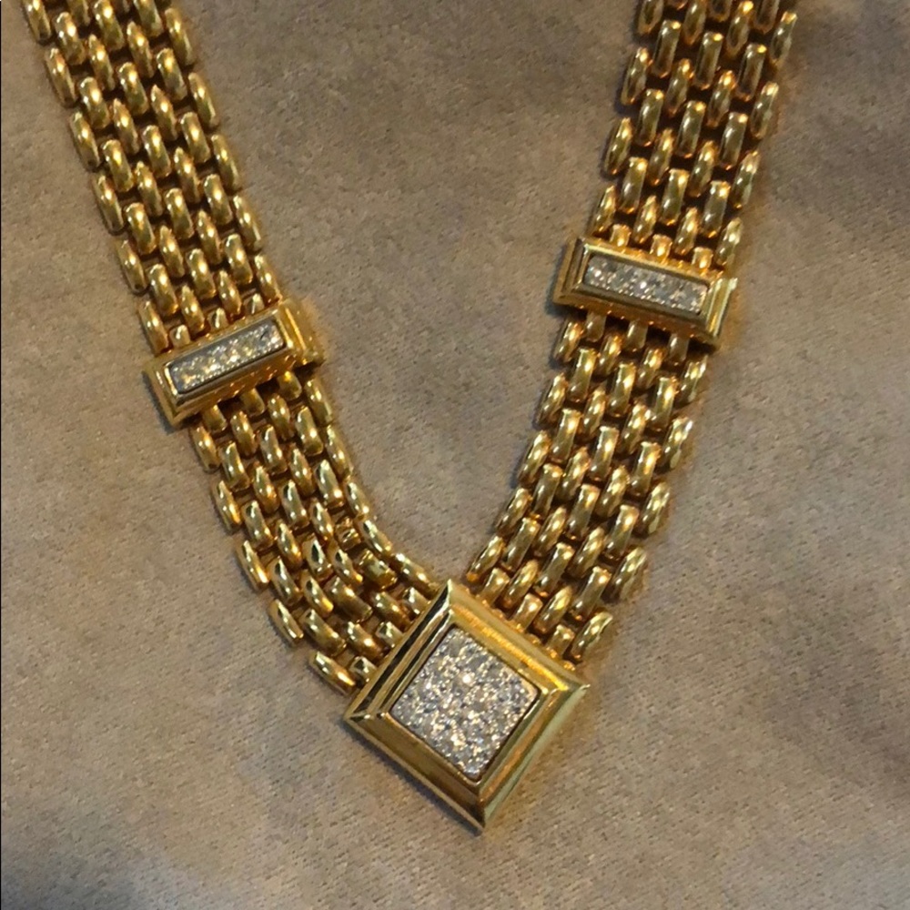 Costume jewelry gold diamond necklace